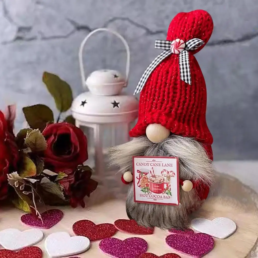 

Practical Gnome Doll Flexible Lovely Realistic Faceless Swedish Gnome Knitted Hat Washable Dwarf Doll Household Supplies