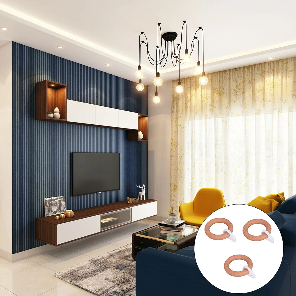 3 шт. деревянная пряжка для штор из цельного дерева бытовые кольца стержней