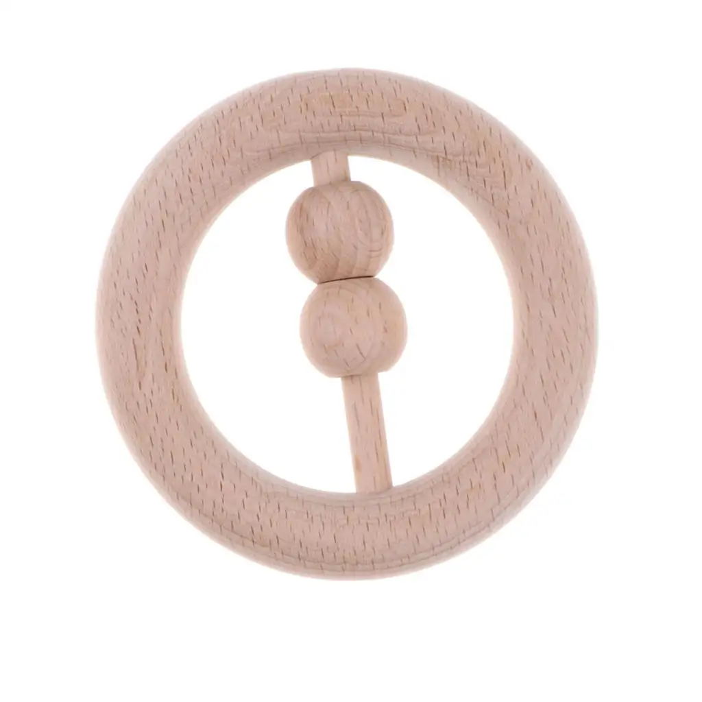 

Montessori Natural Wooden Rattle Baby Grasping Teething Development Toy