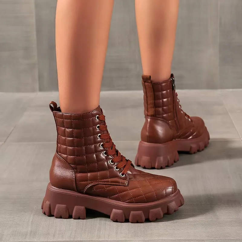 Platform Women Chelsea Boots 2022 Winter New Trend Fashion Chunky Zipper Shoes Brand Women Keep Warm Non-slip Motorcycle Boots6