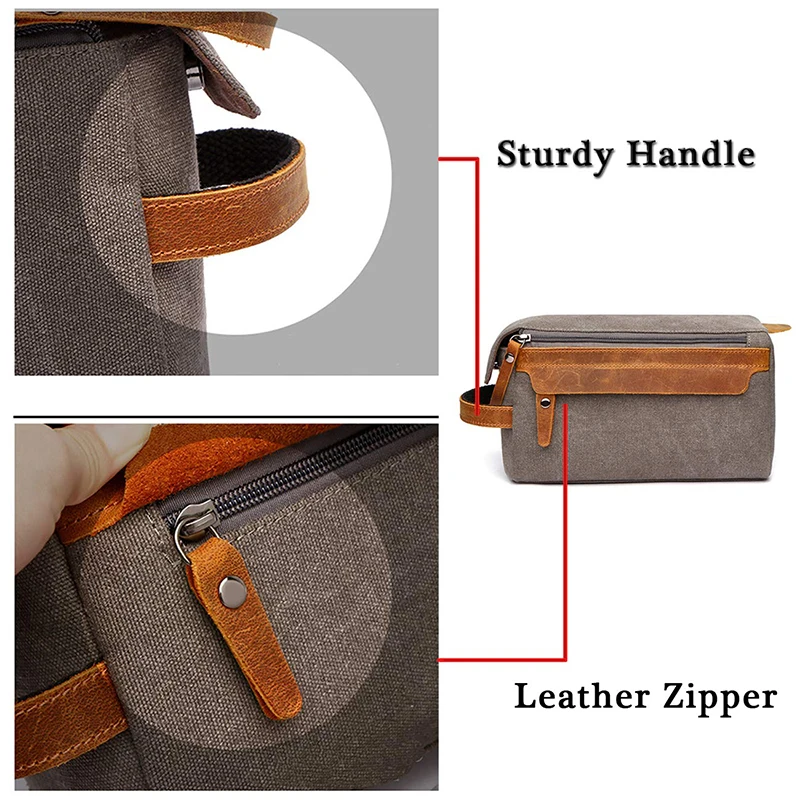 Men's Wash and Shaving Suit Bag New Retro Cowhide European American Style Travel Bag High Capacity Storage Portable Carrying Bag