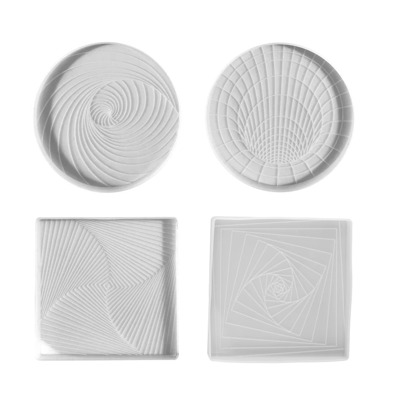 

Vision Trap Coaster Mould Resin Casting Bottomless Hole Optical Swirl Illusion Mould Geometric Spiral Pattern Mould