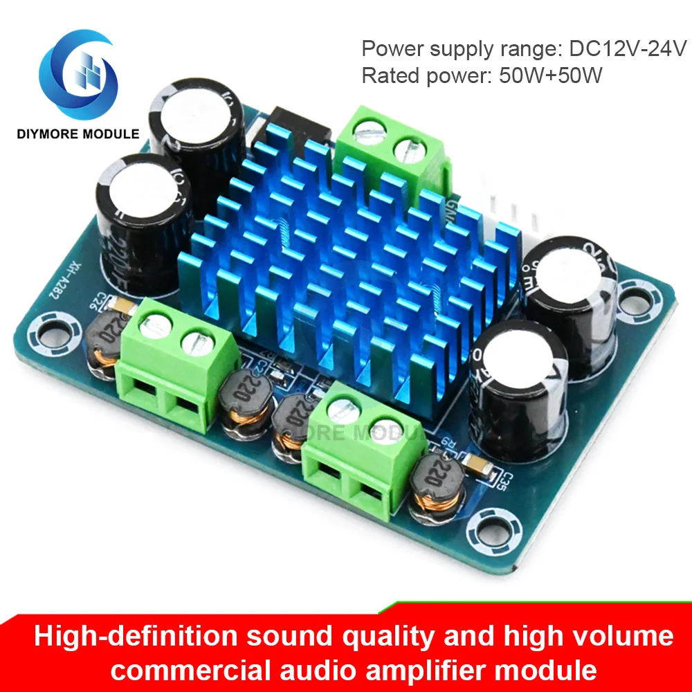 

DC 12-24V High Power Digital Amplifier Board XH-A282 50W*2 Dual Channel Stereo Sound Audio Amplifier Module
