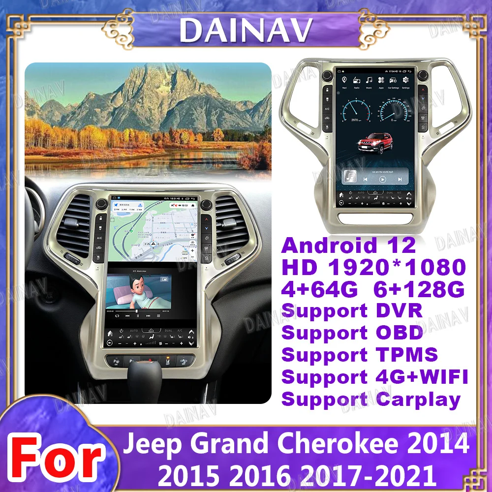 

13,6 дюймовый Android 12 для Jeep Grand Cherokee 2014, 2015, 2016, 2017 - 2021 автомобильное радио, экран Tesla, Автомобильное видео, GPS-навигатор, мультимедиа