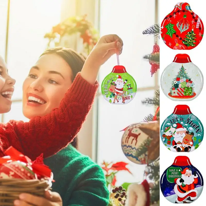 

Christmas Decorative Round Tinplate Box Christmas Candy Tins Candy Cookie Packaging Jar Treat Containers for Christmas New Year