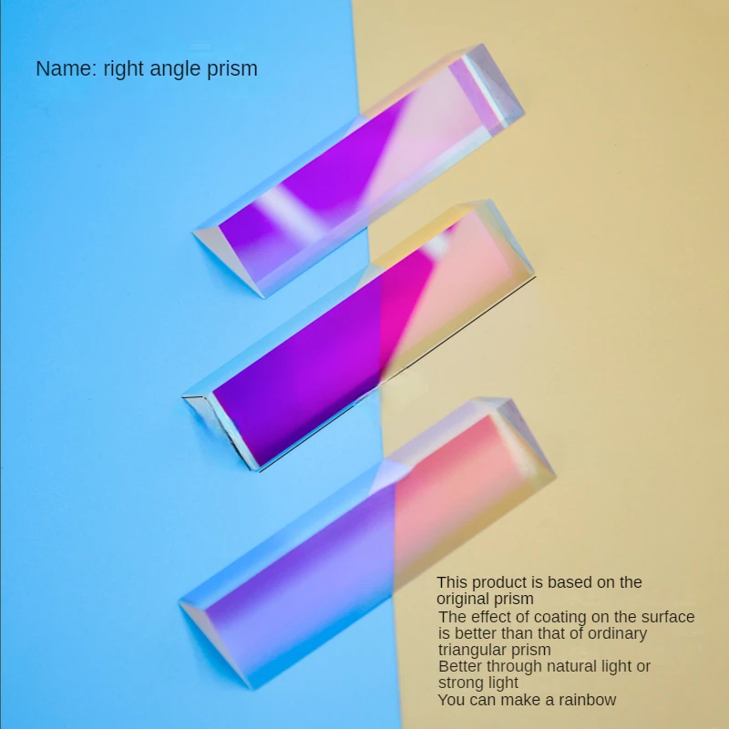 1pcs  Optical Glass Right Angle Reflecting Triangular Prism For Teaching Light Spectrum Rainbow prism