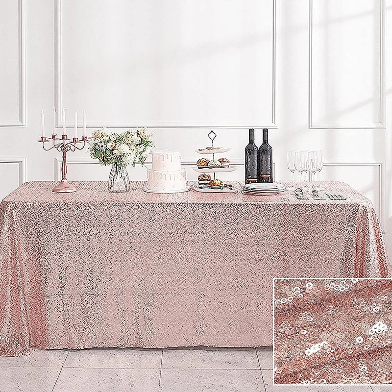 

200X127CM Rectangular Table Cover Glitter Sequin Table Cloth Tablecloth For Wedding Banquet Party Romantic Home Decor Supplies