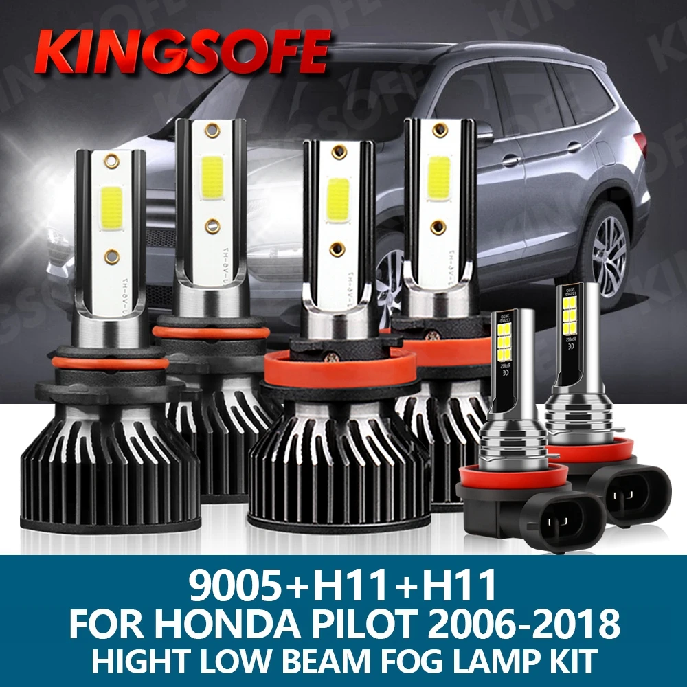 

Фонарь головного света 6X, модель H11 9005, автомобильная лампа 2006 лм для Honda Pilot 2007, 2008, 2009, 2010, 2011, 2012, 2013, 2014, 2016, 2017, 2018,