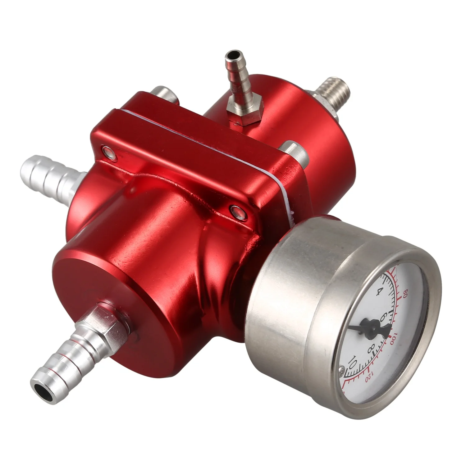 

Universal 0-140 Psi Adjustable Fuel Pressure Regulator W/ Gauge(Red)