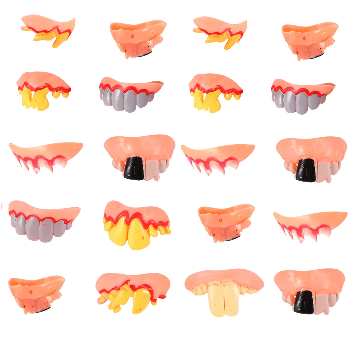 

Искусственные зубы для Хэллоуина, искусственные зубы зомби, реквизиты, искусственный маскарадный костюм (смешанный стиль), 20 шт.