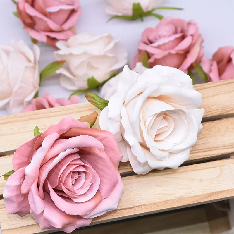 

NEW 5/10pcs 10cm Artificial Flowers Head Silk Rose Flower For Wedding Home Decoration Fake Flowers DIY Wreath Scrapbook Supplies