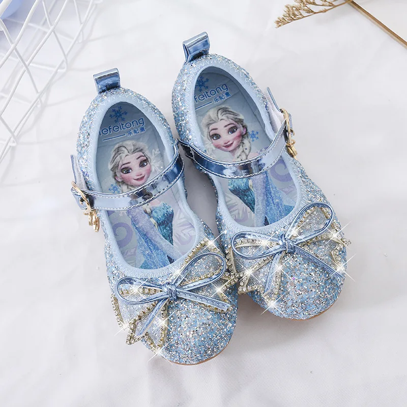 

Disney Children's Cartoon ELSA Princess Fashion Crystal Sequenia Party Performance Princess Shoes Leisure Shoes Flat Shoes