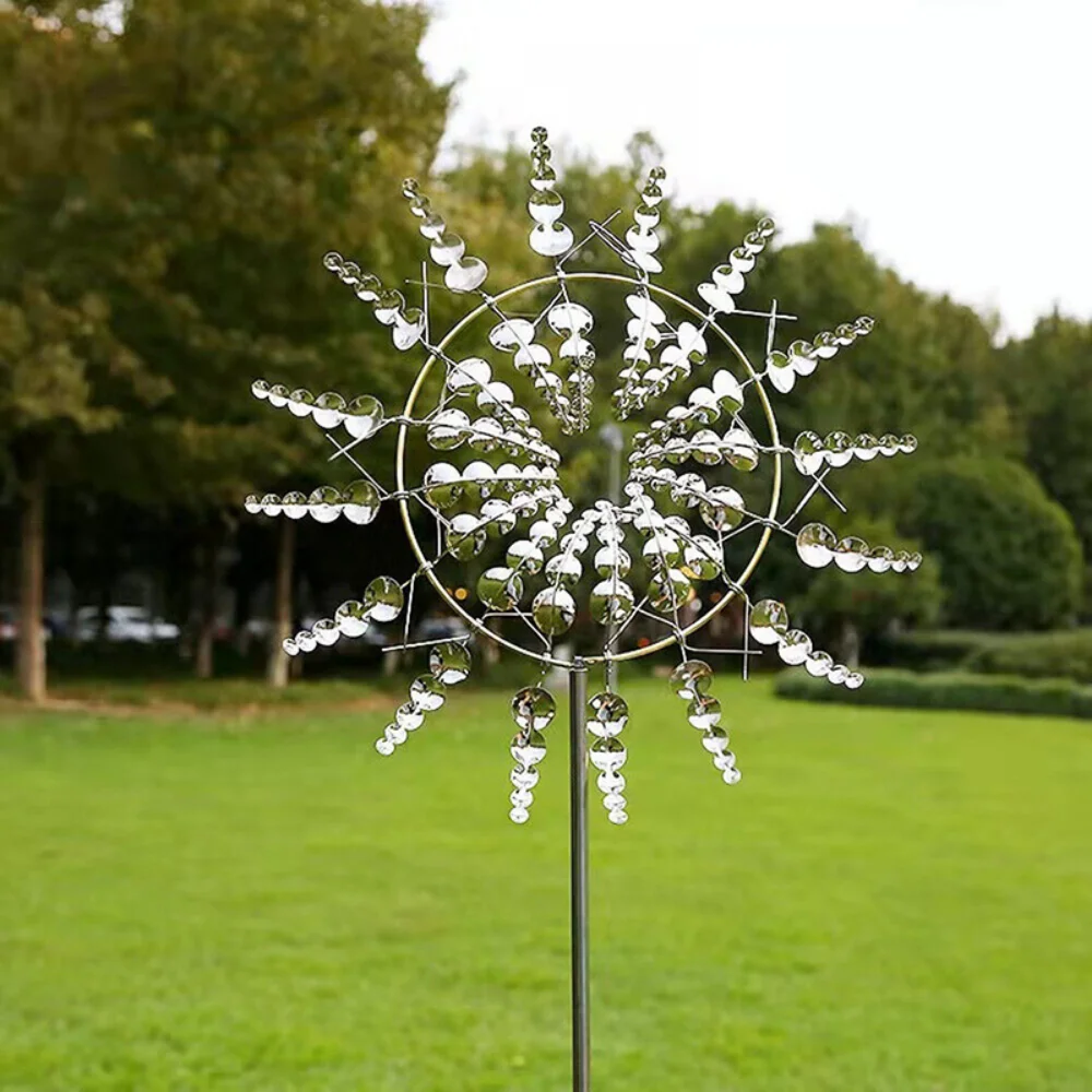 

1PCS Metal Windmill Outdoor Wind Spinning Wheel Sculpture Unique Magic Lawn Metal Rotating Windmill Home Garden Decoration Gift