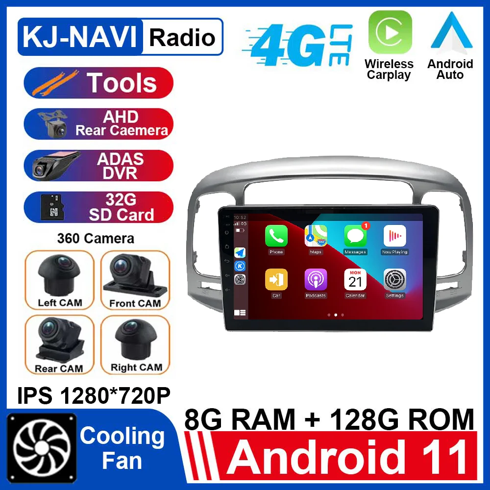 

9-дюймовый автомобильный радиоприемник для Hyundai Accent 2009-2012, беспроводной Carplay, Android, авто, Android 11, GPS-навигация, аудио, мультимедиа, стерео