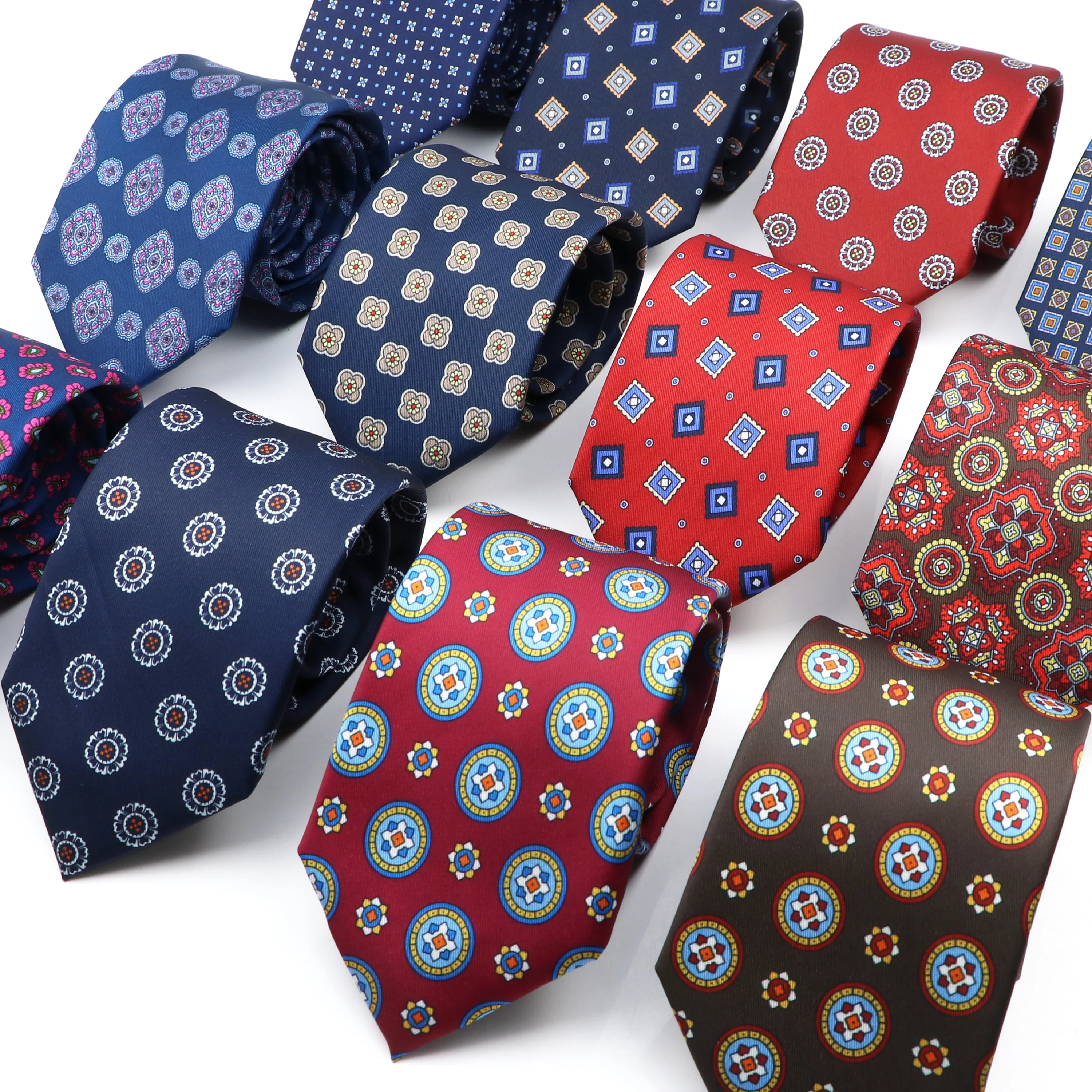 Corbata de seda de 7,5 cm para hombre, corbata súper suave de estilo bohemio, punto Chic, novedad, corbata roja y azul, traje, camisa, accesorios de lujo para banquetes