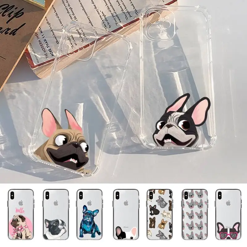 

Pug Dog French Bulldog Phone Case for iPhone 11 12 13 mini pro XS MAX 8 7 6 6S Plus X 5S SE 2020 XR clear case