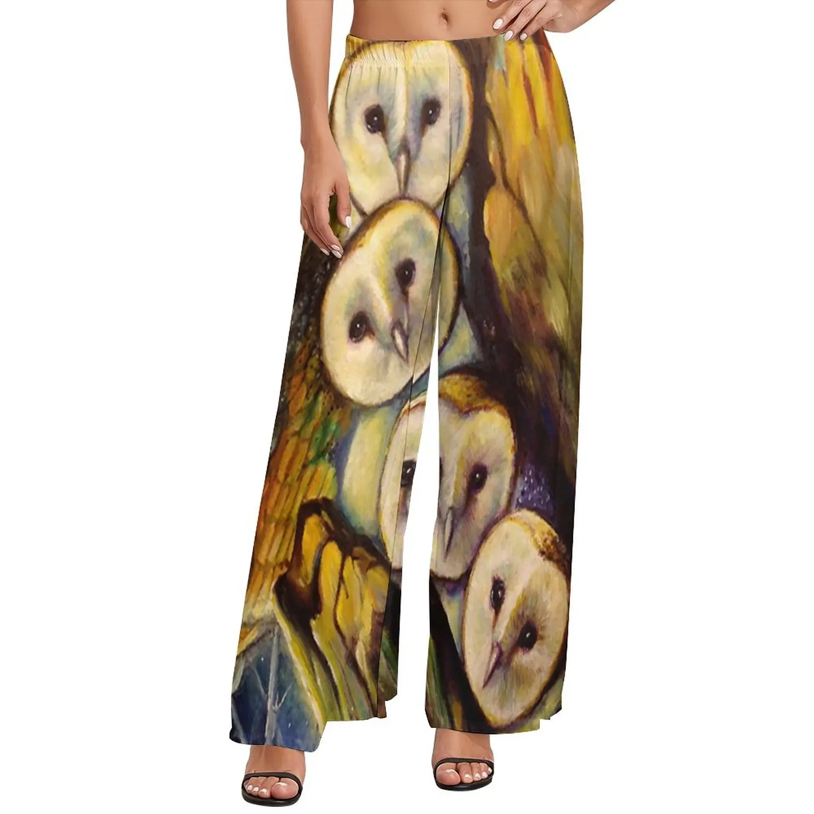 

Женские прямые брюки в стиле Харадзюку, с принтом совы