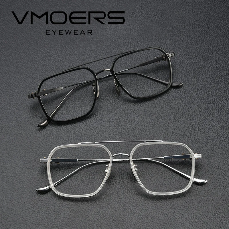 

VMOERS Pure Titanium Prescription Glasses Frame Men Ultralight Optical Eyeglasses Double Beam Myopia Eyewear Frame Eye glasses