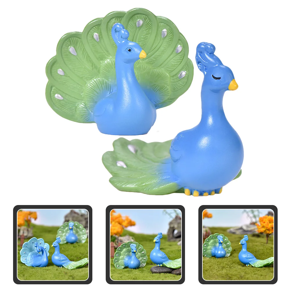 

Figurine Miniature Mini Statue Decoration Resin Sculpture Peafowl Figure Bonsai Ornament Micro Landscape Animal