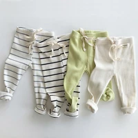 version of spring and autumn infant pants outer male and female babies foreign style pit thread elastic pants 303