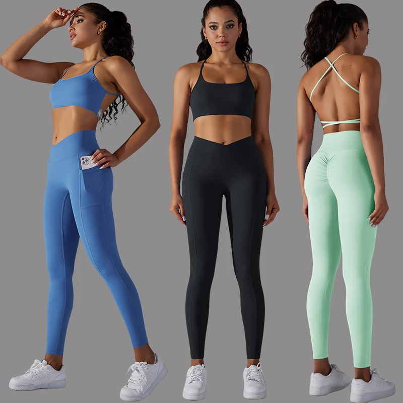 

Naked Feel Gym Set Beauty back Yoga Bra and Leggings 2 Piece Sets Women Outifits Female Fitness Clothes Workout Women Sports Set