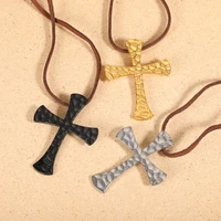 fashion cross pendants dropshipping gold color black cross pendant choker necklace for man punk jewelry accessories wholesale
