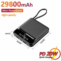 high capacity 29800mah mini portable power bank pd 20w fast charging with double usb external battery charger for xiaomi iphone