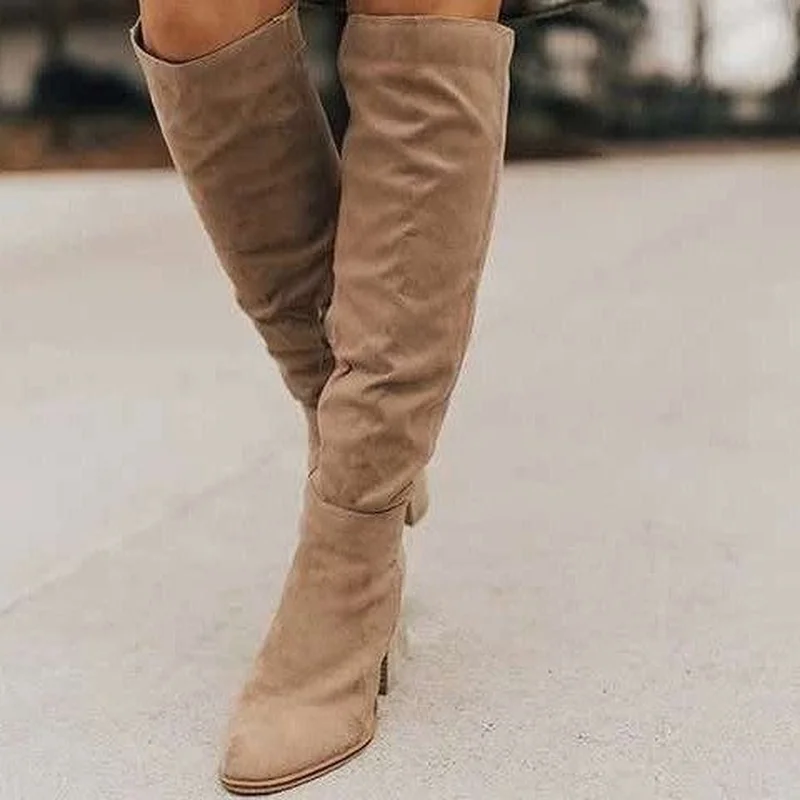 Over the knee boots women 2021 autumn and winter thick heel high heel suede boots female side zipper long boots