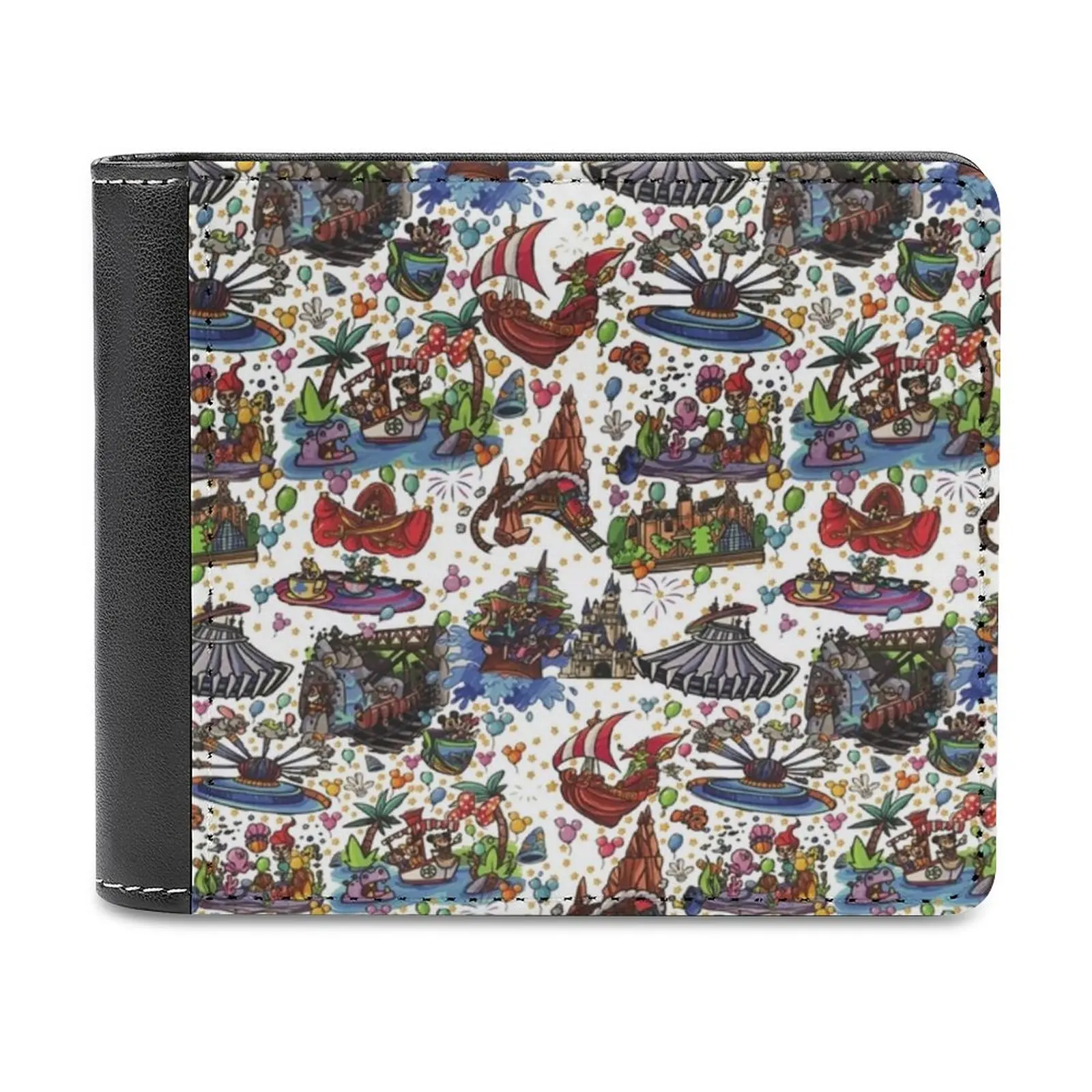 

Кожаные мужские кошельки с изображением аттракционов мира, Лидер продаж, новый мужской кошелек, трендовый кошелек для карт, кошелек Уолт ми...