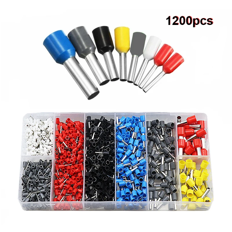 

1200pcs Tubular Cold Pressure Wire Connector Electrical Terminals Cable Crimps Cord End Terminal Kit Set Wire Ferrules With Box