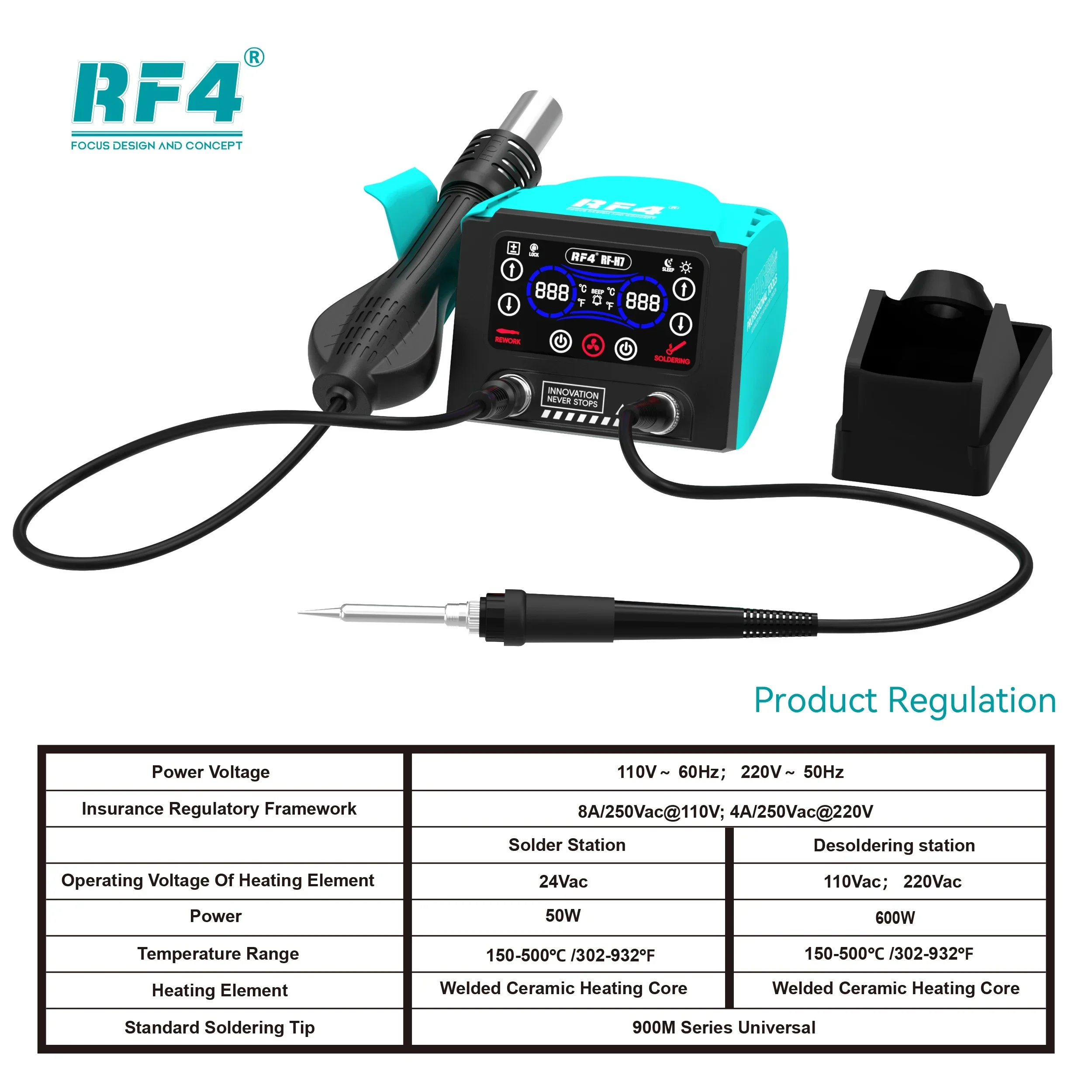 RF4 RF-H7 2 в 1 сварочный стол горячего воздуха электрическая паяльная станция 600 Вт с