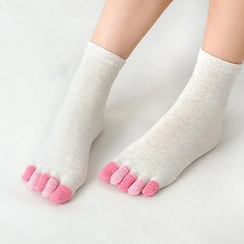 Women's Autumn Five Finger Middle Tube Socks Simple Soft Casual Breathable Toe Separated Cotton Hosiery Japanese Kawaii Socks