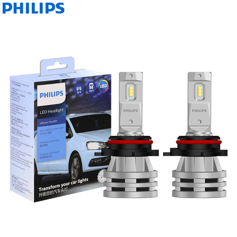 Светодиодные лампы Philips Ultinon Pro3101 HB3 HB4 9005 9006, Автомобильные светодиодные фары 6000K, белые яркие лампы 12 В/24 В, автомобильные лампы 11005U3101X2, пара