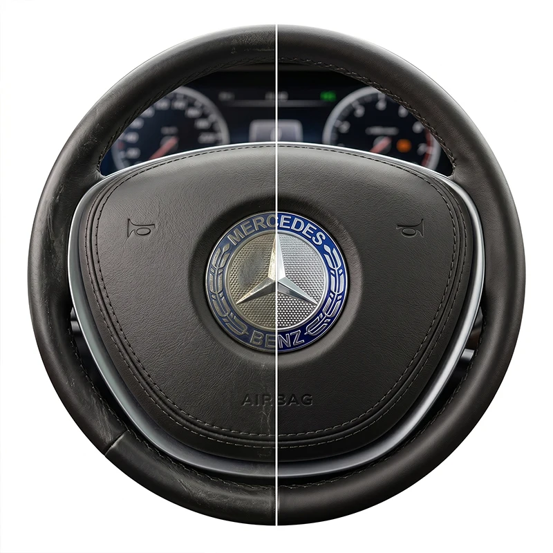 Фото Наклейка-эмблема на центральную часть руля из ABS-пластика для Mercedes Benz C260 C200 C180 GLA/E/C Class E43 E260 E300 E320 №4