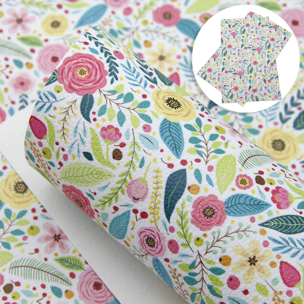 

Листы из искусственной кожи с весенним цветочным узором Личи, 20*33 см