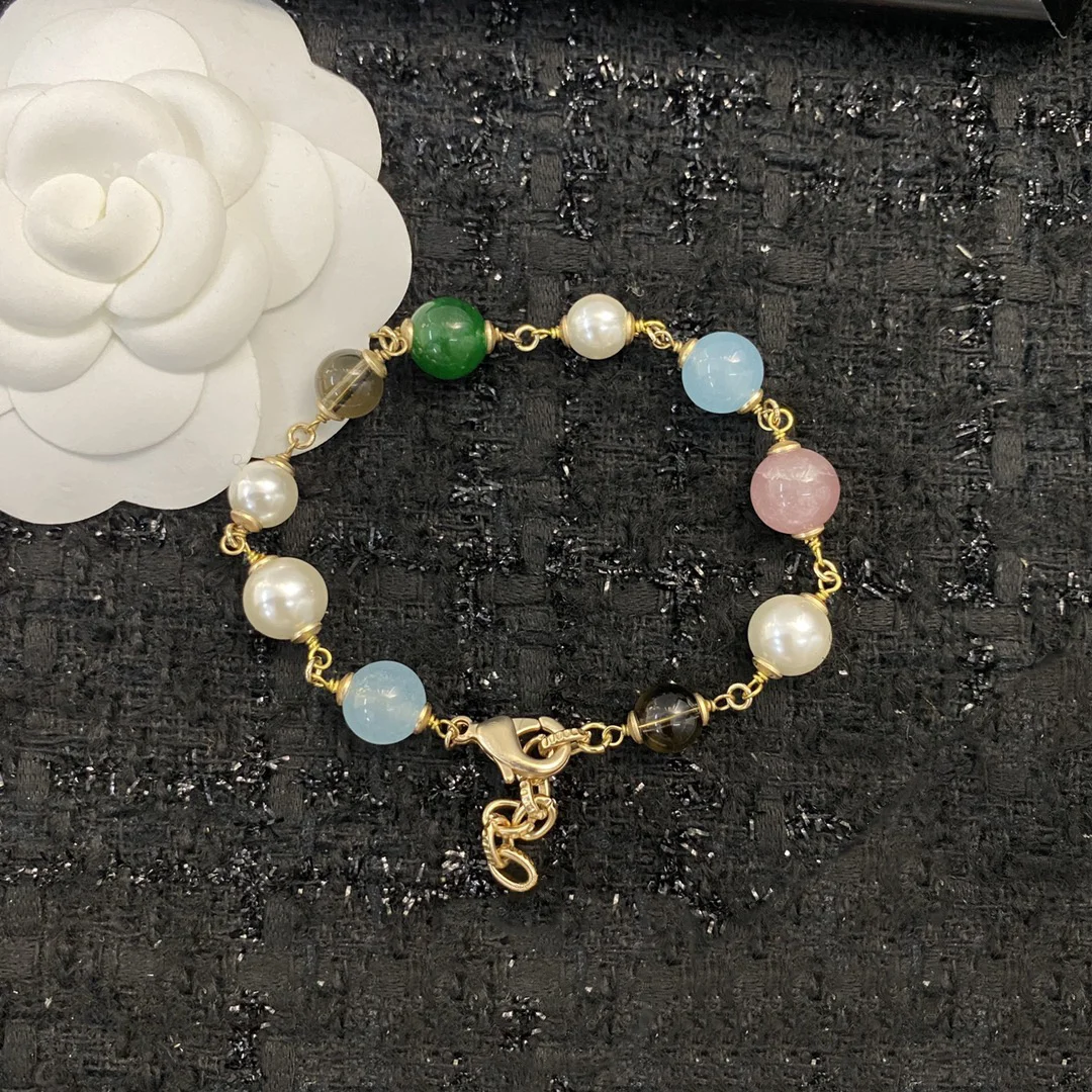 

NEW INBrand Trend Bracelet Marriage Diamond Inlaid Tricolor Heavy Industry Electroplating Manual Diamond Inlay Colorful Bead