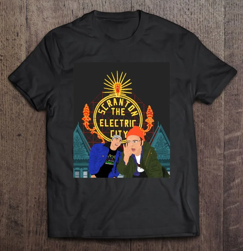 

Футболка ленивая Scranton с изображением электрического города, Мужская футболка, Мужская футболка, Женская Хлопковая мужская рубашка, Спортив...