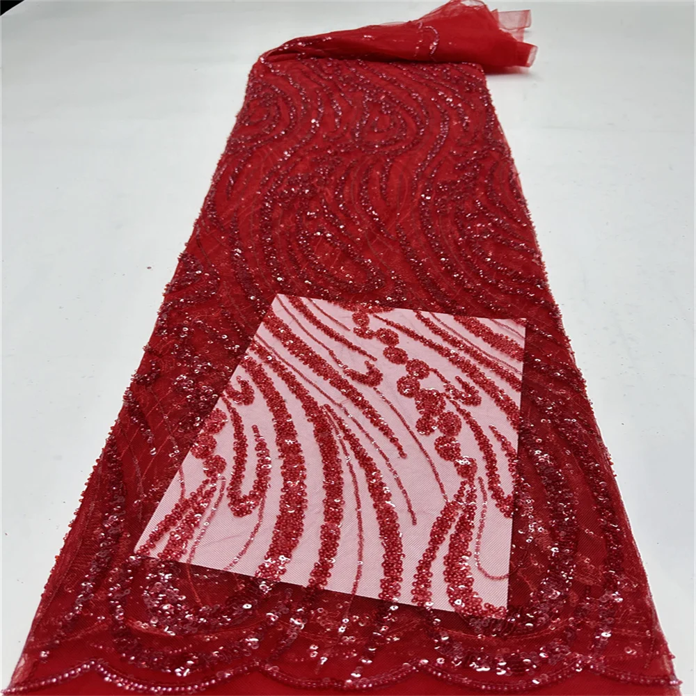 Новинка 2024 африканская нигерийская Изысканная кружевная ткань с блестками и