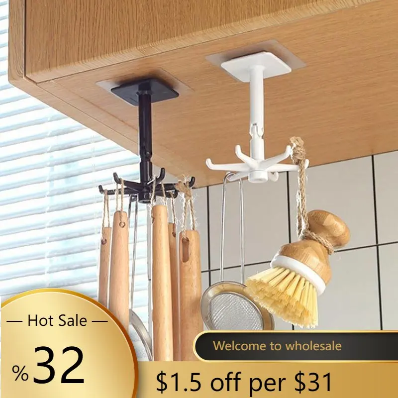 

Kitchen Hook Multi-Purpose Hooks 360 Degrees Rotated Rotatable Rack for Organizer and Storage Spoon Hanger Accessories