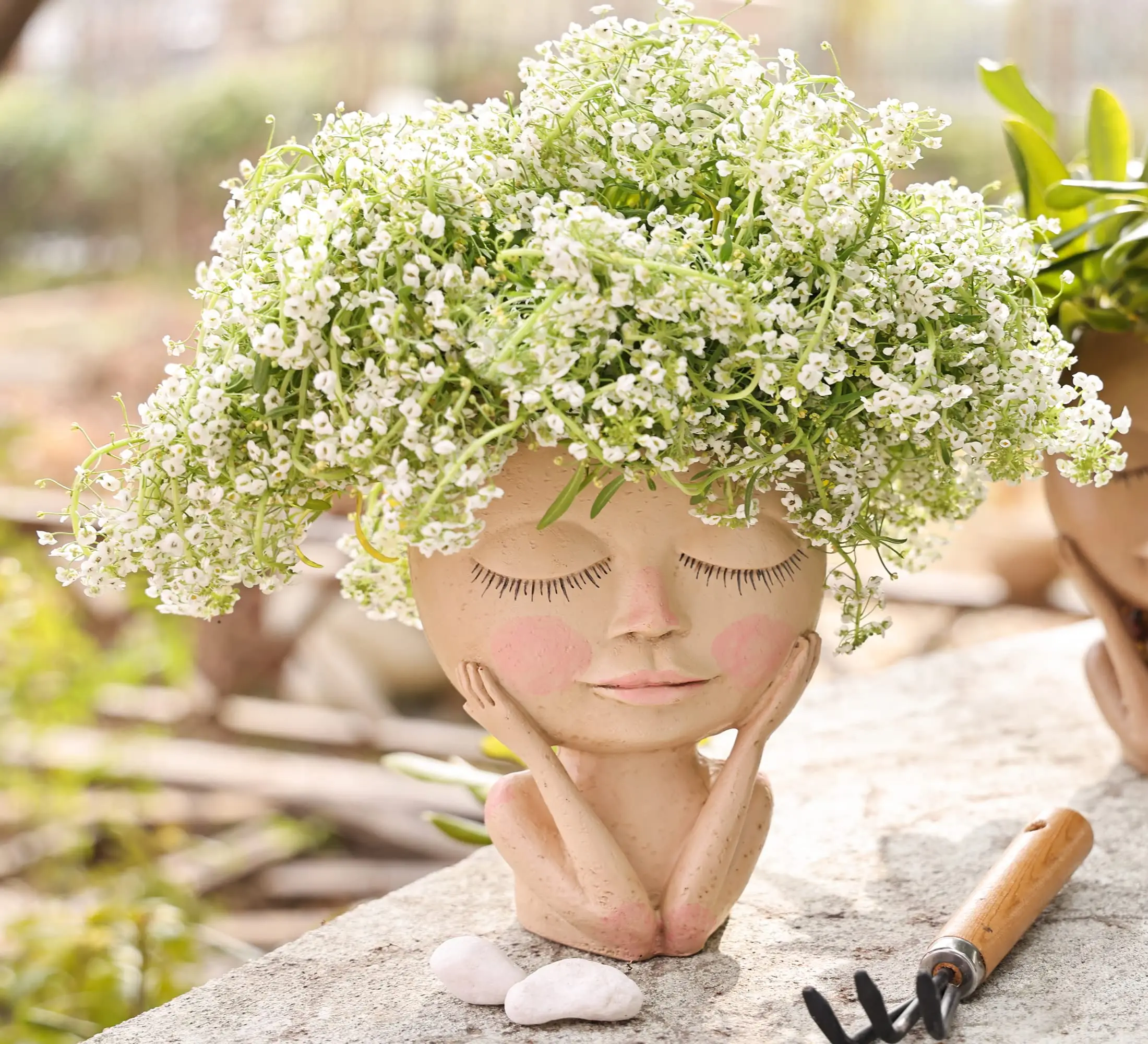 Цветочный горшок для лица цветочный головы фотографический с отверстием слива