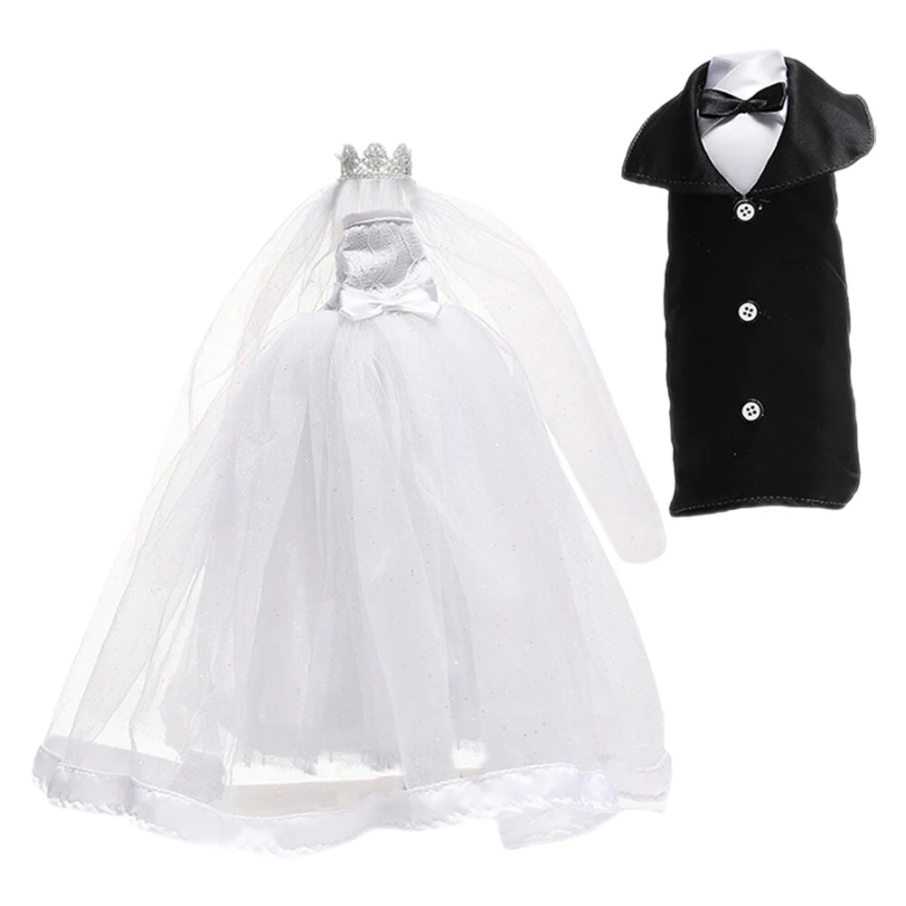 

Christmas Decor Wedding Bottle Set Covers Decoration Household Products 22X12CM Cloth Decorative Bridegroom Suit
