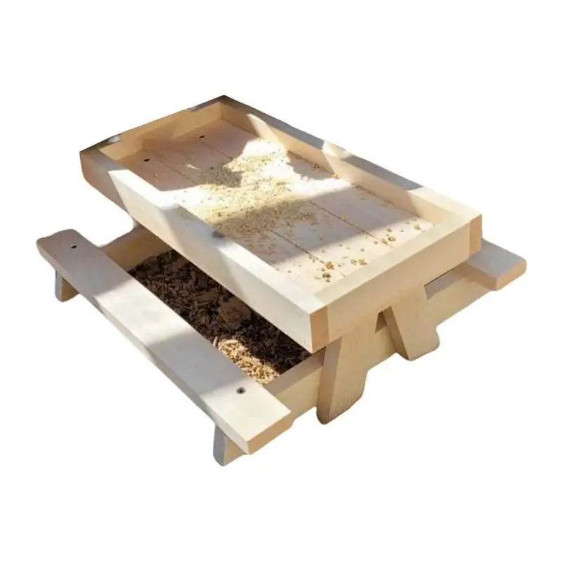 

Chicknick Table For Chickens 14.96 X 7.67 X 7.87 In Wooden Feeder Chicken Table No Waste Chicken Picnic Feeder Handmade