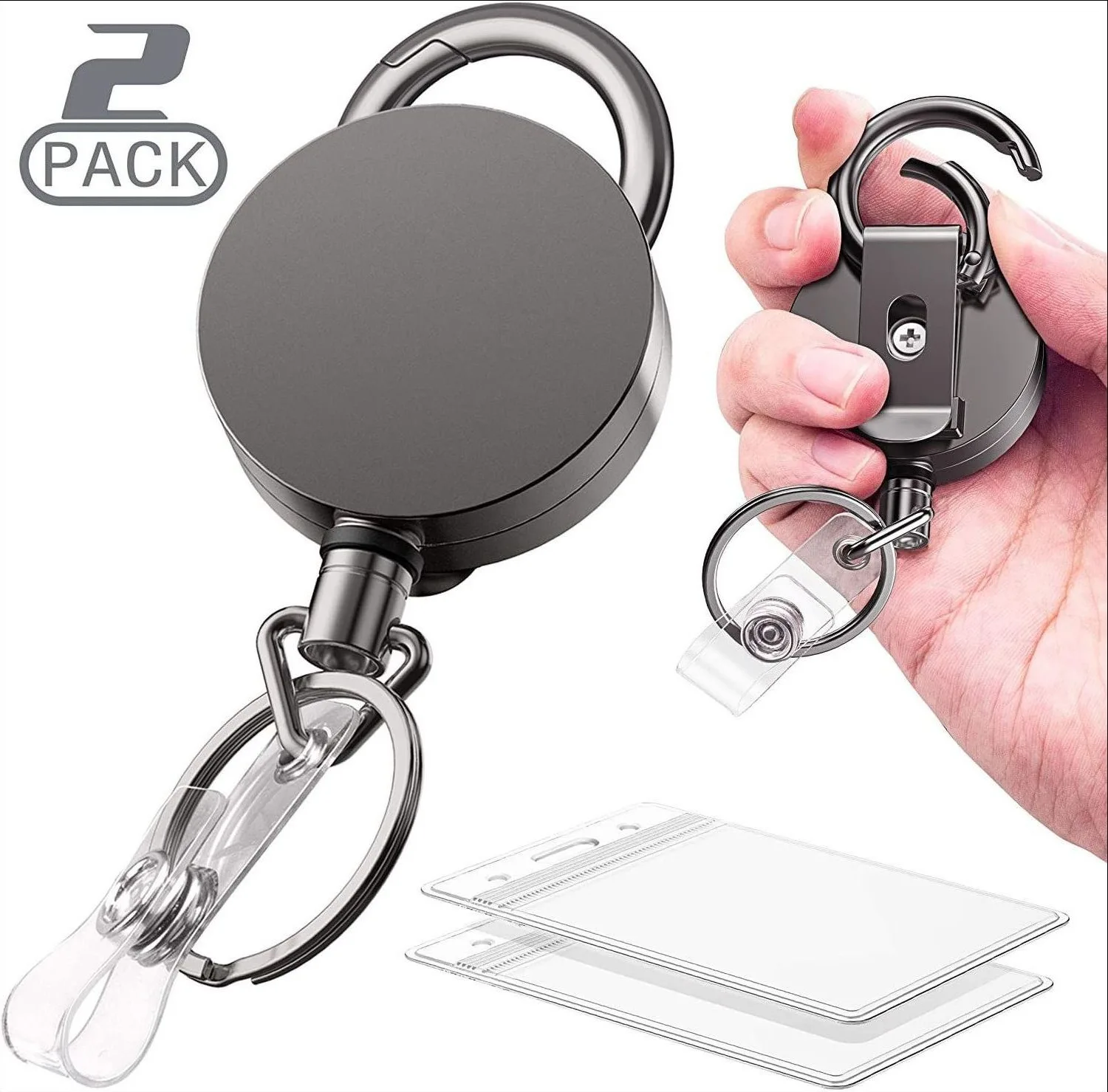 

Zinc alloy Retractable Keyring Metal Wire Keychain Clip Pull Recoil Sporty Key Ring Anti Lost ID Card Holder Key Chain