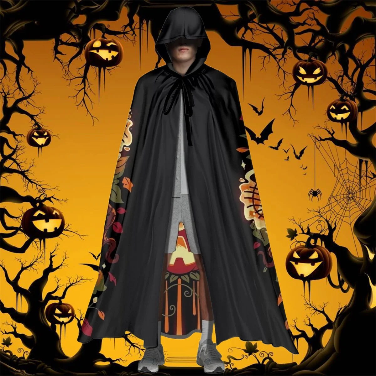 

Pumpkin Skull Robe Cape Fashion Style Cover Up Medieval Cape Women New Arrival Custom Design Adult Halloween Cloak Holiday Gift