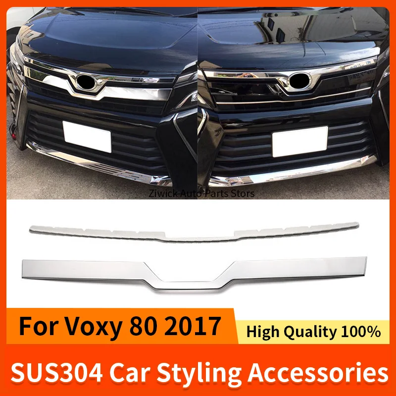 

2 шт. передняя накладка с эмблемой GRILLE TRIM, накладка на бампер для Toyota Voxy 80 2017, внешние аксессуары для автомобиля