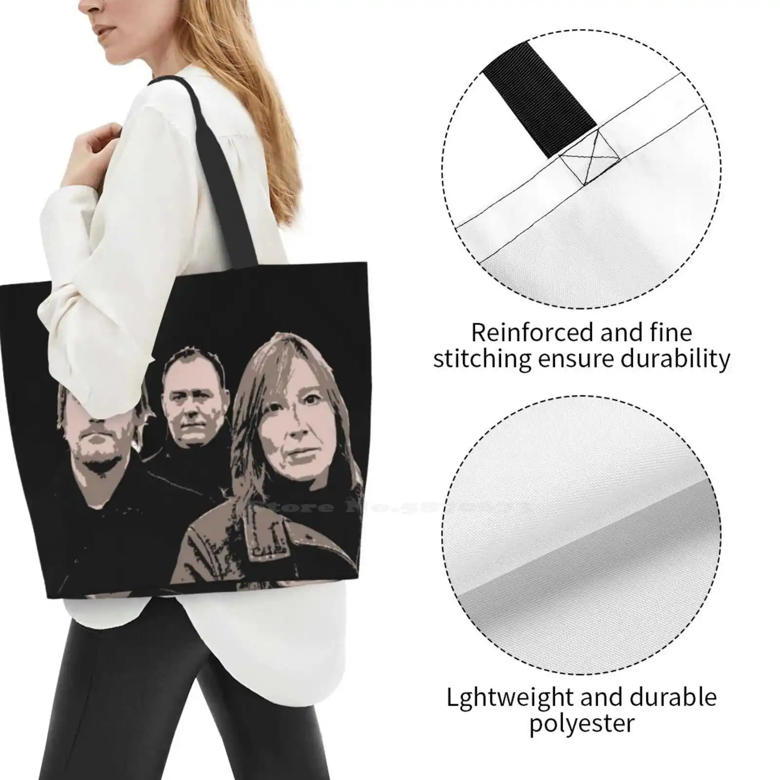Фото Portishead трафарет, женские сумки-тоуты, сумки на плечо для путешествий, женская сумка, Ранняя Альтернативная сумка для поездок, Джим №3