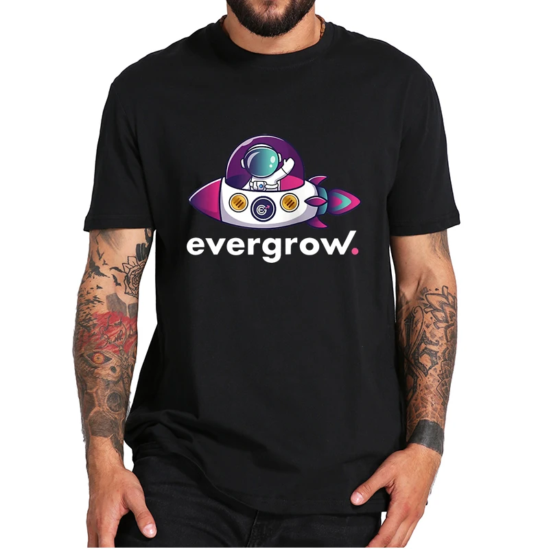 

Evergrow Coin Crypto T-shirt EGC Funny Astronaut Rocket Raglan Baseball Tee Soft 100% Cotton Summer Men's T Shirt EU Size