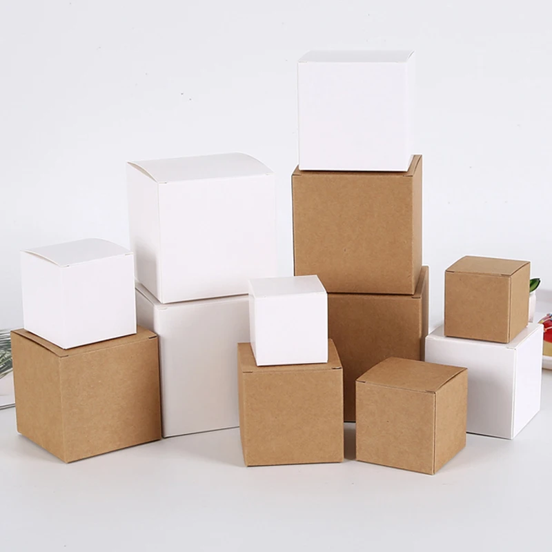 

10pcs Square Kraft Paper Packaging Boxes Product Packing Box Candy Gift Box For Wedding Birthday Christmas Party White Box