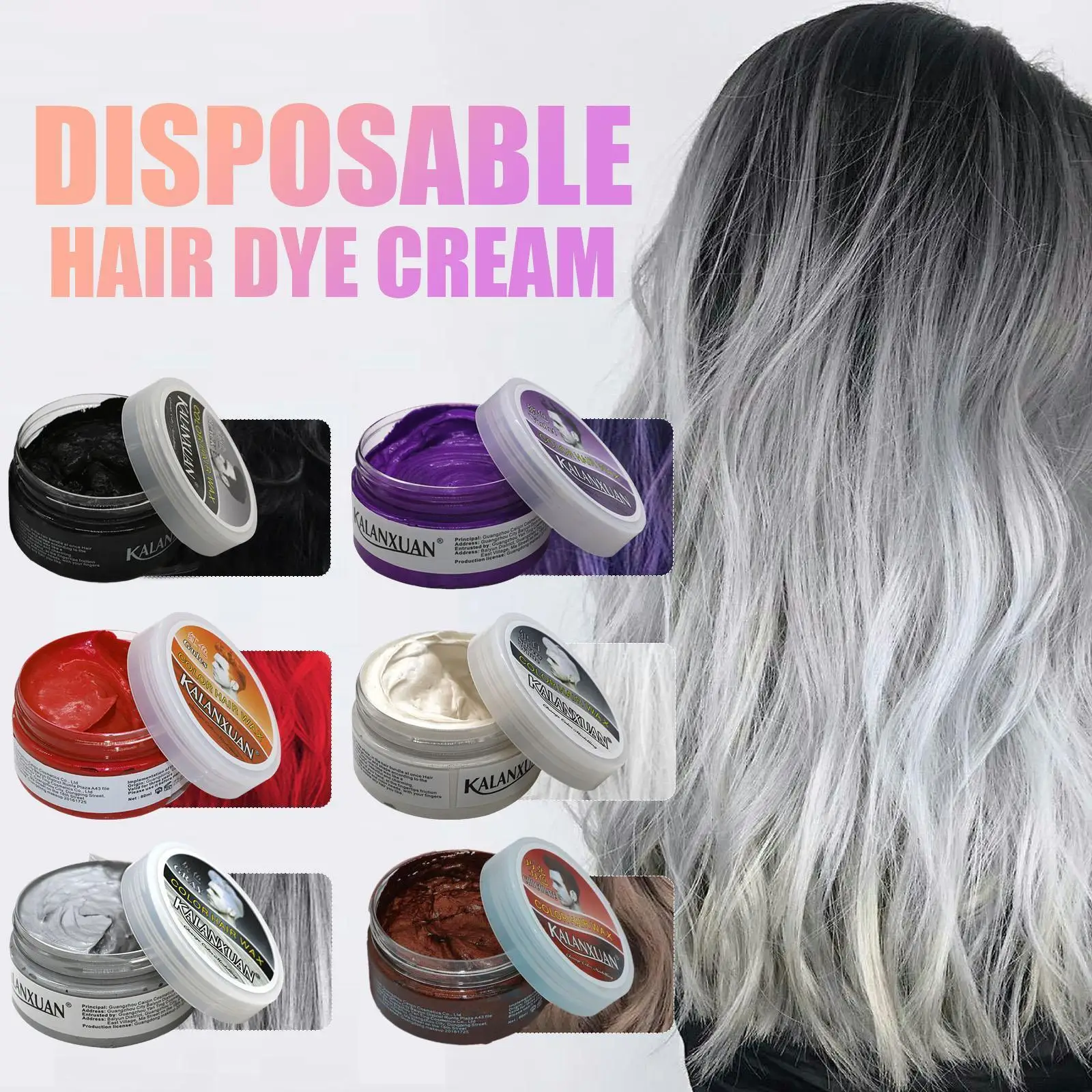 Fashion Temporary Color Dye Mud Salon Hair Green Cream Grandma Sliver Dye Modeling Hair Wax Styling Pomade B3e6
