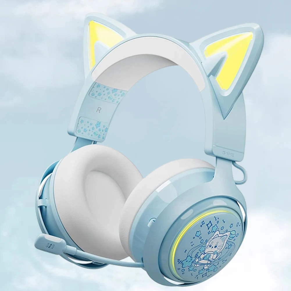 

GS510 наушники с кошачьими ушками, беспроводные Игровые наушники Bluetooth 2,4G, 3 режима, стерео музыка, гарнитура для телефона с микрофоном для планшетного ПК